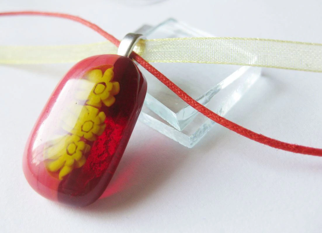 Citromvirágos málna üvegmedál