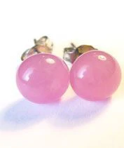 Rózsaszín Üveg Pötyi Fülbevaló