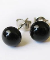 Fekete üveg pötyi fülbevaló