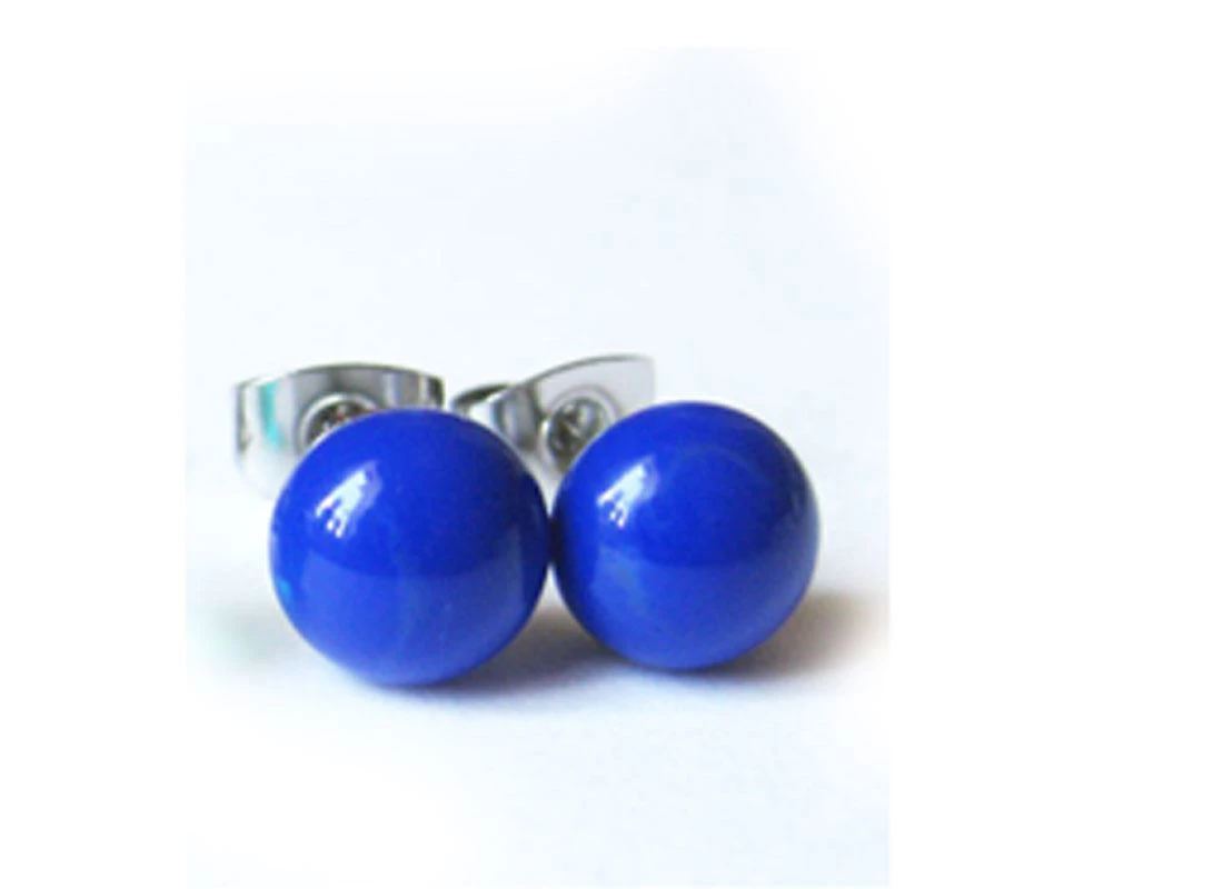 Királykék üveg pötyi fülbevaló pár