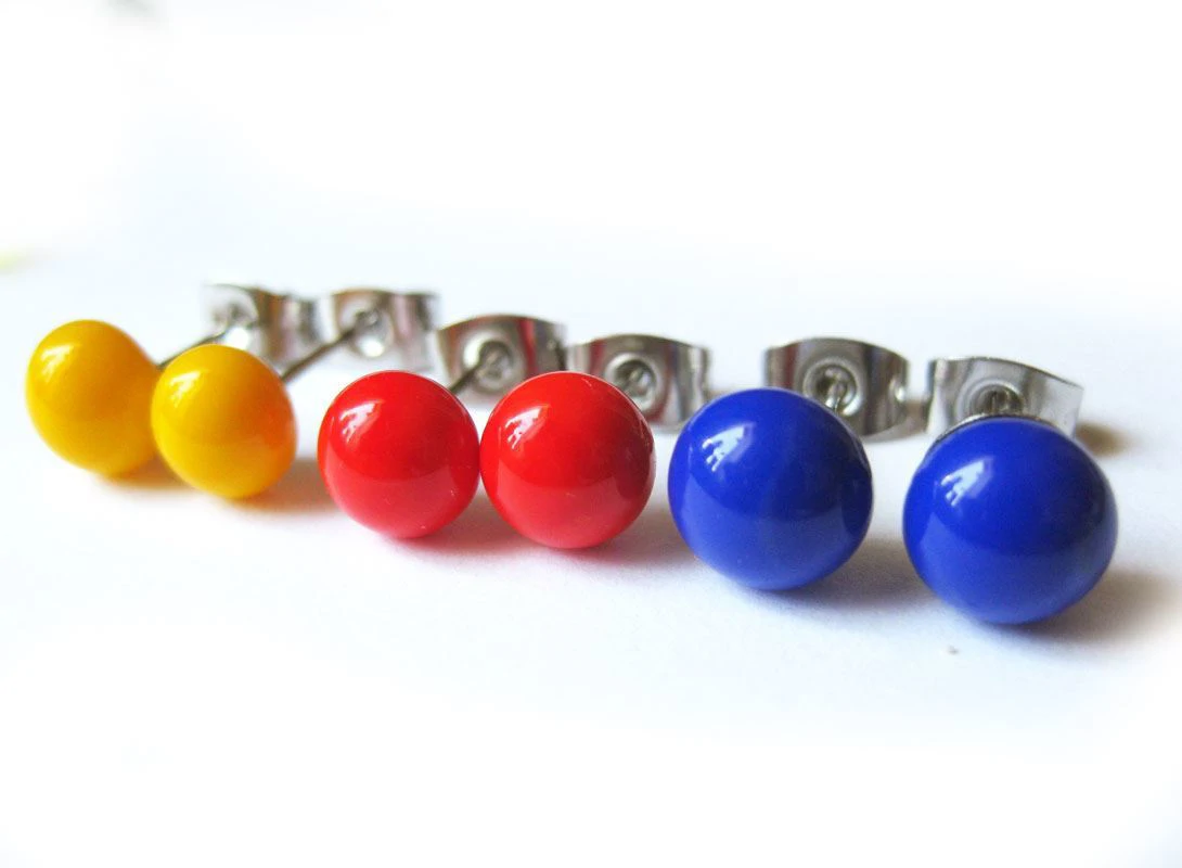 Királykék üveg pötyi fülbevaló pár