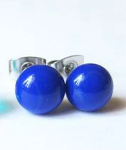 Királykék üveg pötyi fülbevaló