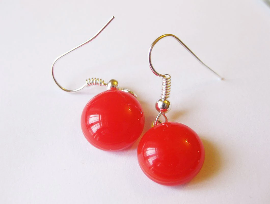 Piros lógós üvegékszer fülbevaló 1861