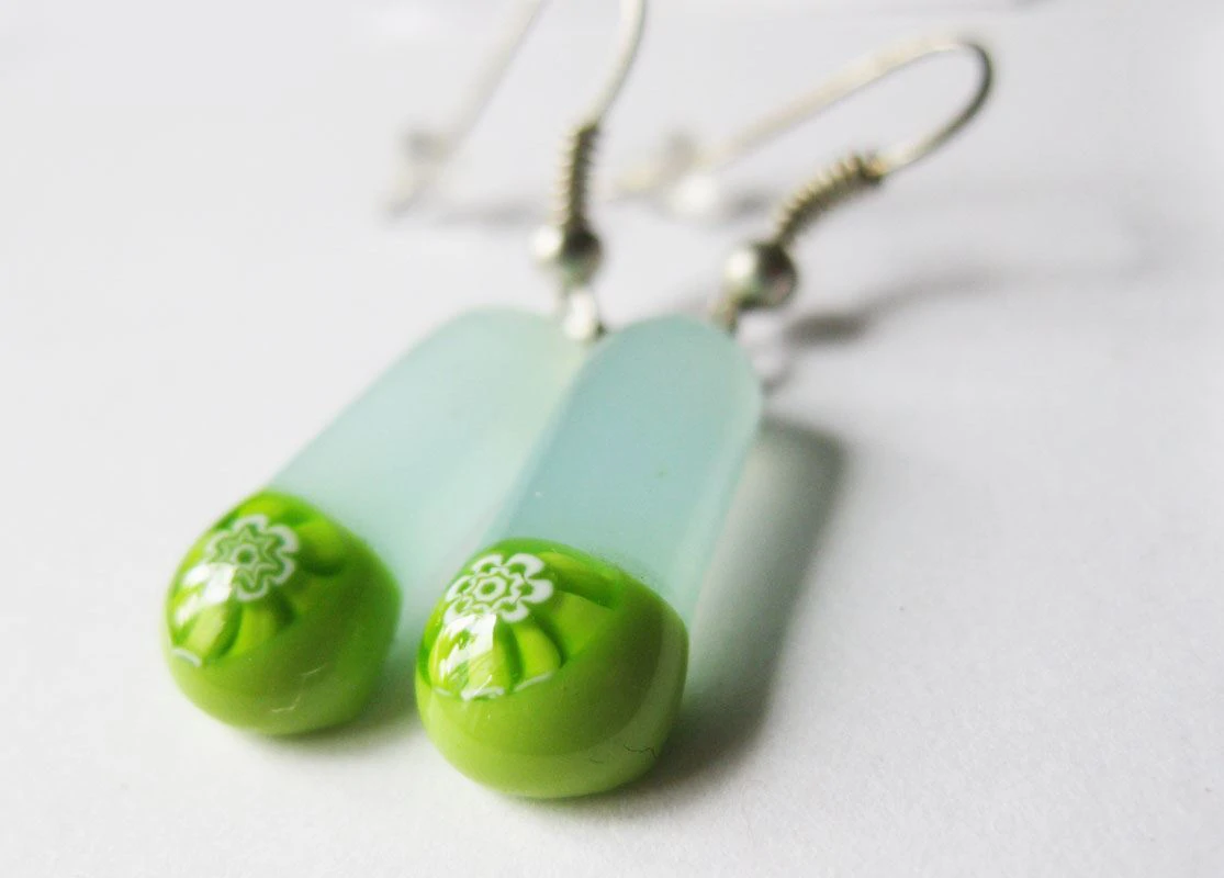 Zöld millepapucs fülbevaló