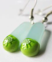 Zöld millepapucs fülbevaló