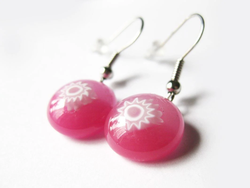 Málnamille virág fülbeval