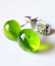 Áttetsző Zöld Üveg Pötyi Fülbevaló