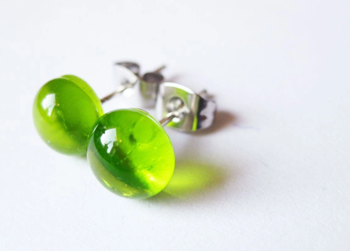 Áttetsző Zöld Üveg Pötyi Fülbevaló