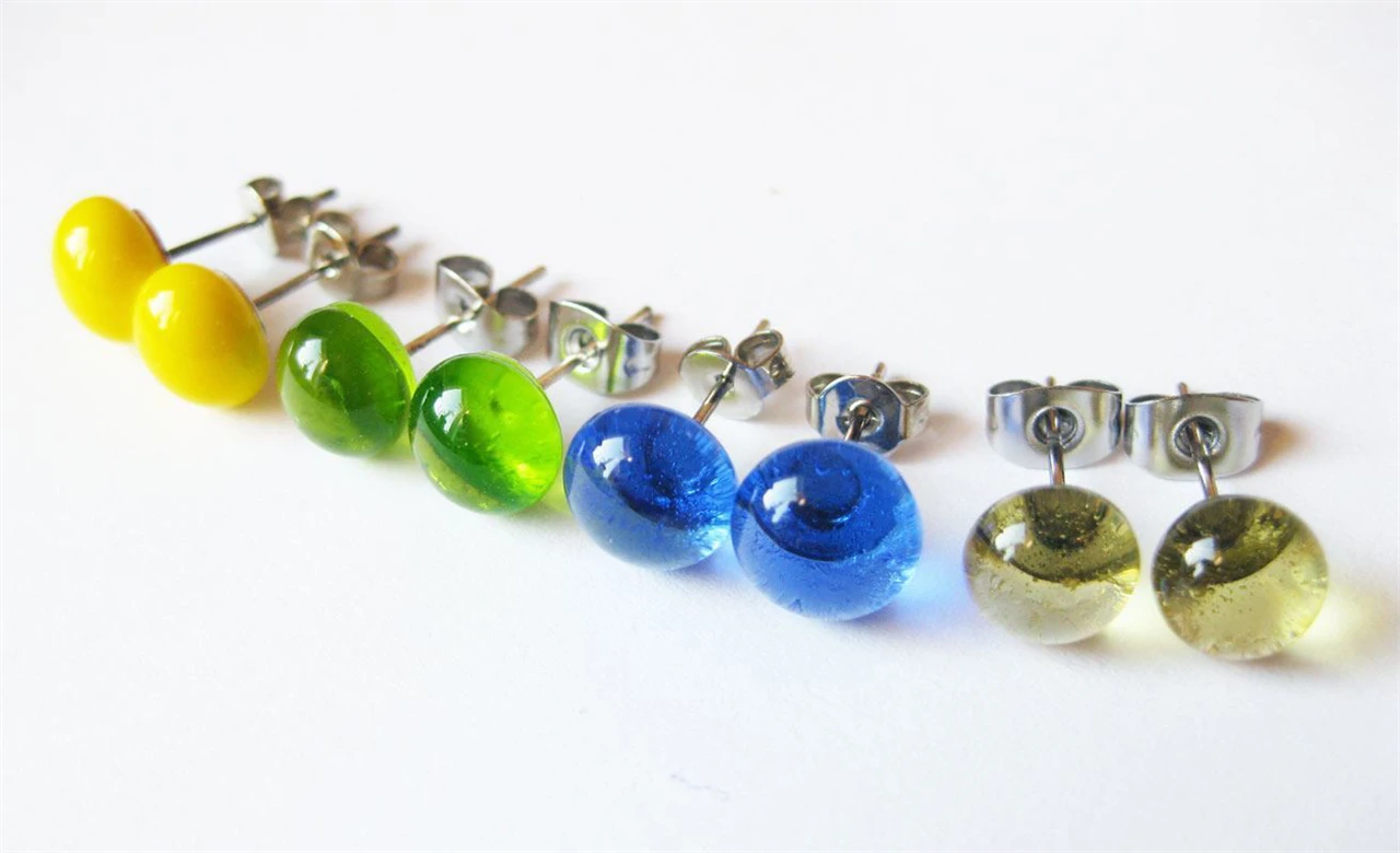 Áttetsző Zöld Üveg Pötyi Fülbevaló