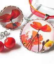 Pipacs mintás ékszerszett