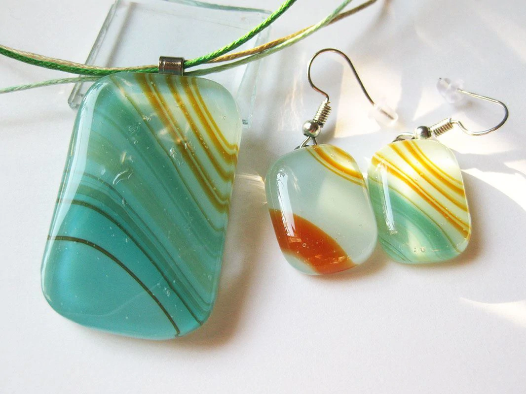 Retro türkiz üvegékszer szett