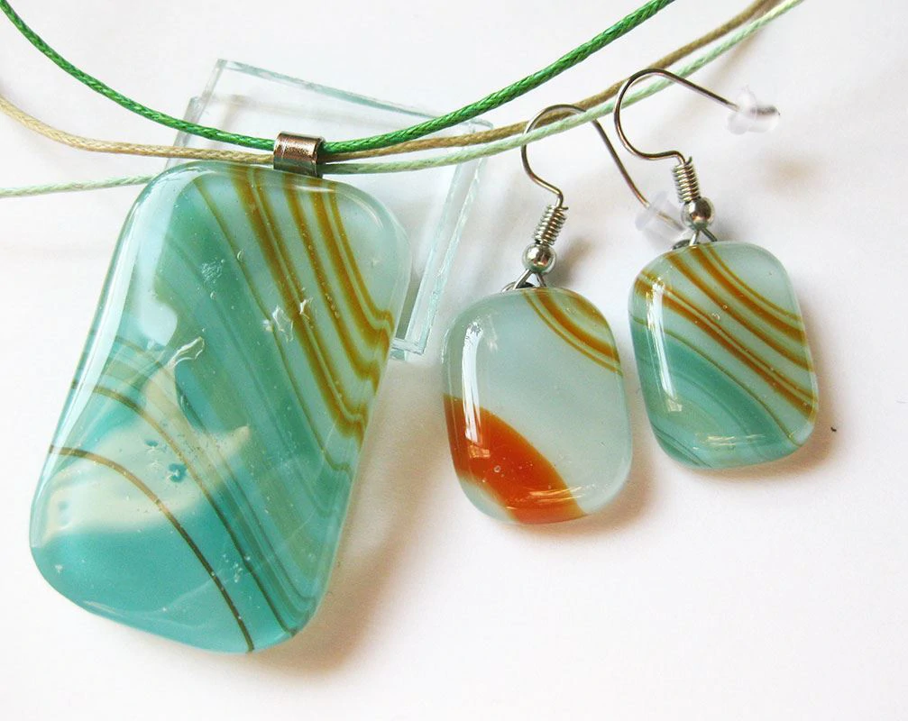 Retro türkiz üvegékszer szett