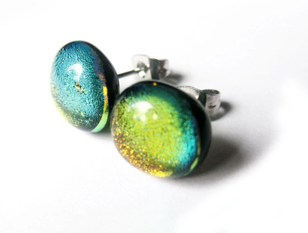 kék dichroic fülbevaló