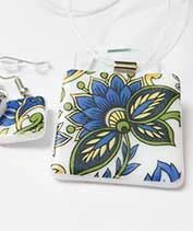 Kék virágmotívumos szett