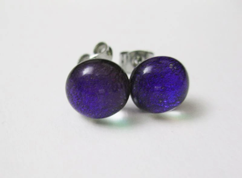 Sötétlila dichroic üvegékszer fülbevaló