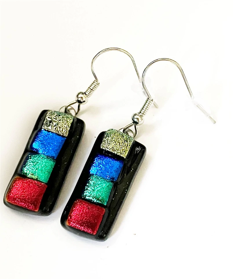 Patchwork üvegékszer füli