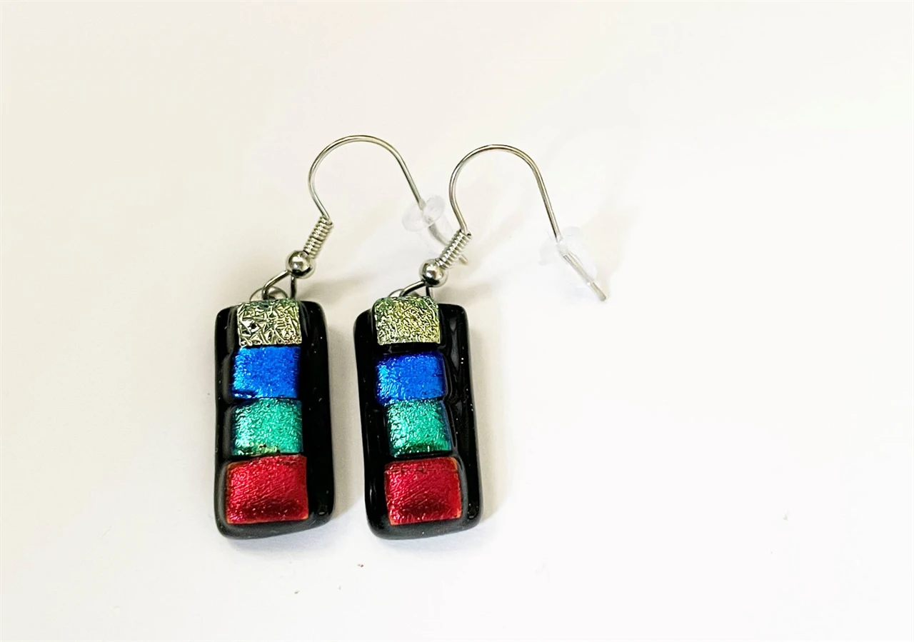 Patchwork üvegékszer füli