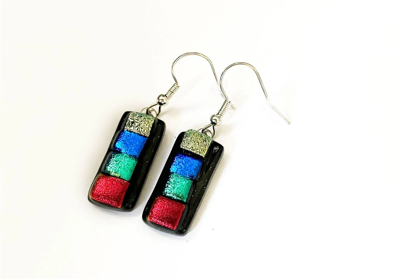 Patchwork üvegékszer füli