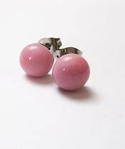 Babarózsaszín pötyi fülbevaló