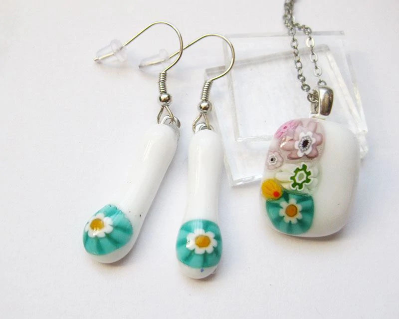 Millefiori üvegékszer szett 