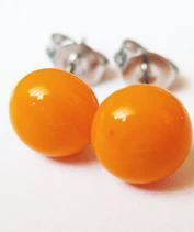 Narancssárga üveg pötyi fülbevaló