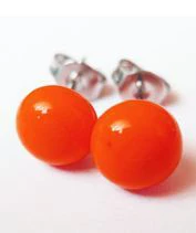 Piros üveg pötyi fülbevaló