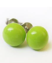 Borsózöld üveg pötyi fülbevaló