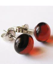 Áttetsző borostyán üveg pötyi fülbevaló pár