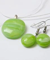 Halvány almazöld üvegékszer szett