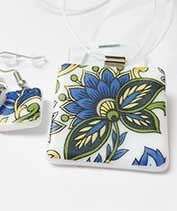 Kék virágmotívumos szett