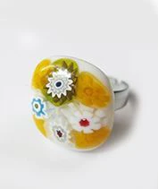 Sárga millefiori üvegékszer gyűrű