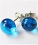 Áttetsző kék üveg pötyi fülbevaló